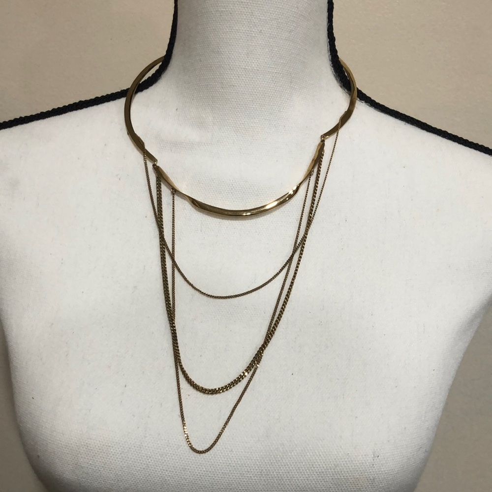 Stella & Dot Gold Layering Statement Necklace Choker